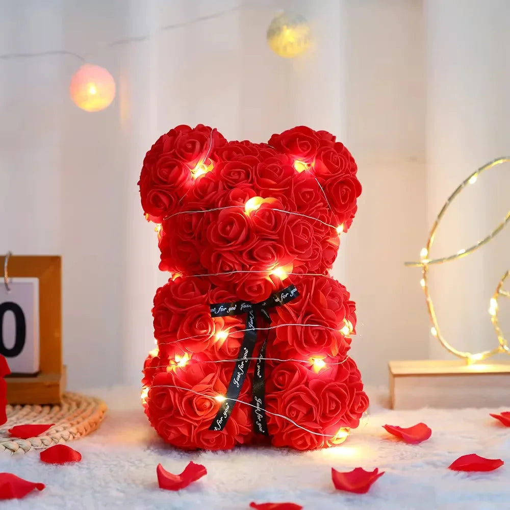Teddy Rose Flower Bear with Box Romantic Gift