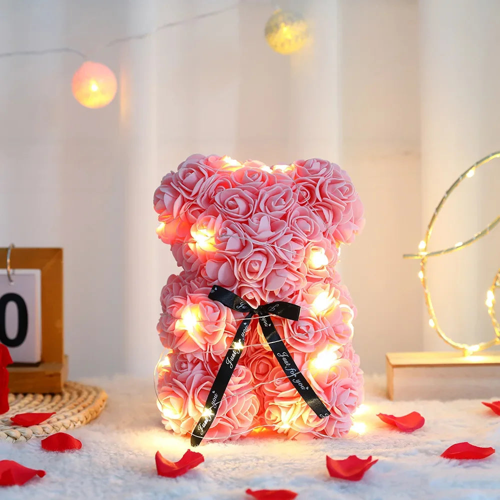 Teddy Rose Flower Bear with Box Romantic Gift