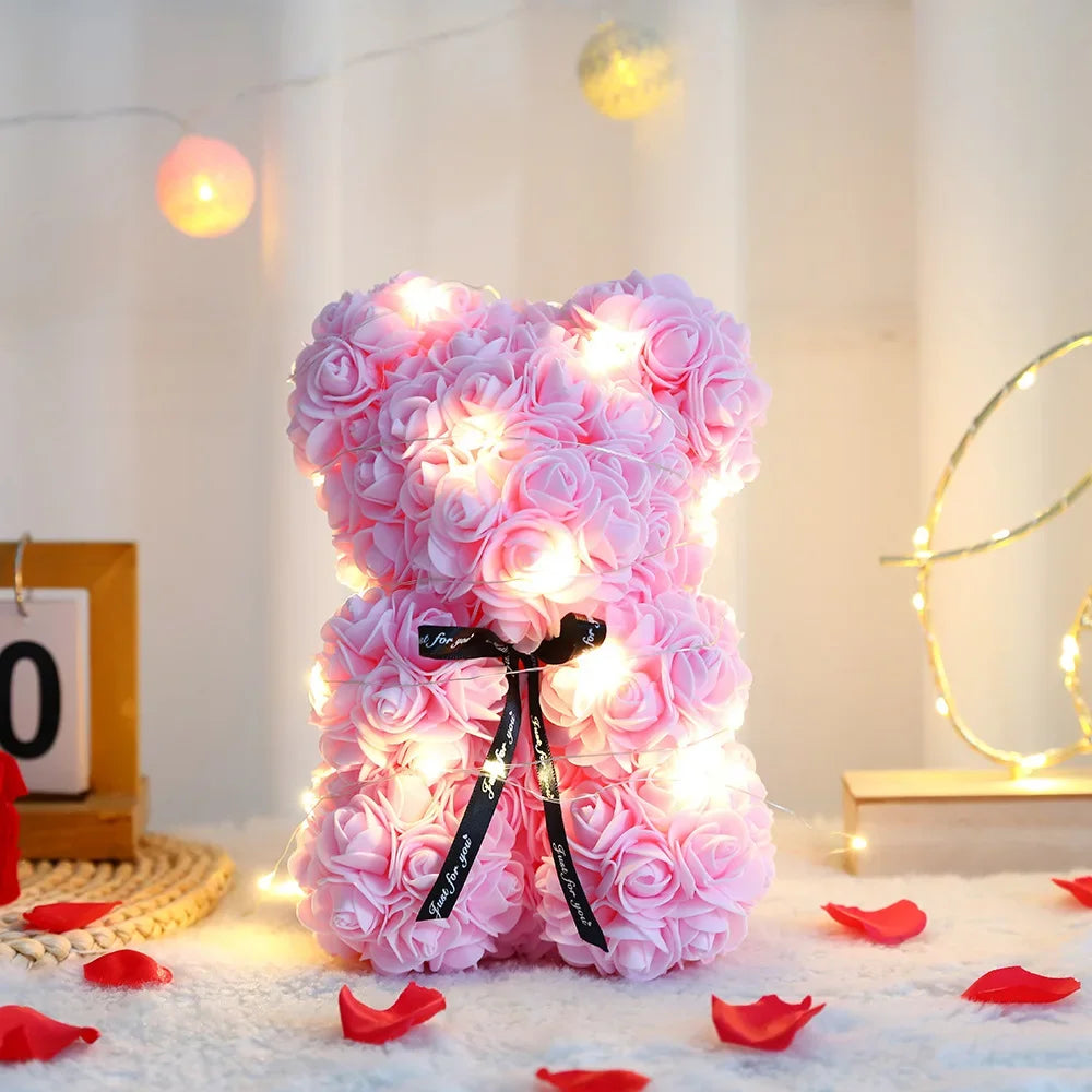 Teddy Rose Flower Bear with Box Romantic Gift
